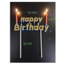 Vela Letrero Happy Birthday Decorado Oro, velas rosas. Costo por pieza.