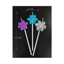 Figuras en forma de flor - Diamantina morado, azul, plata. Costo por pieza.