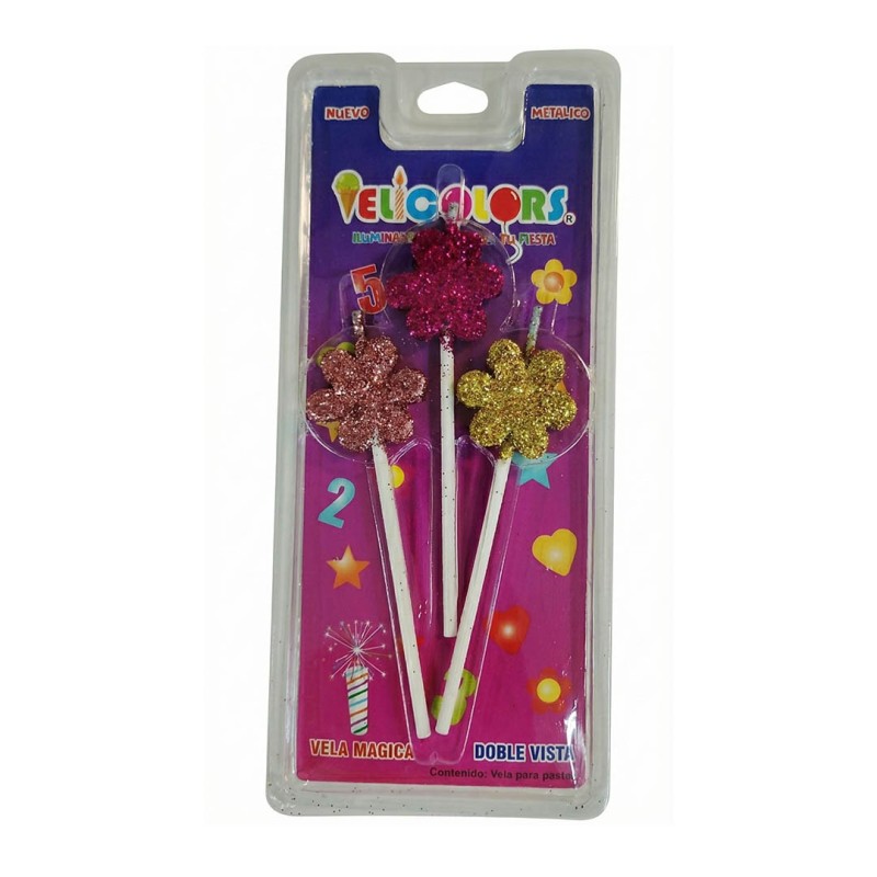 Figuras en forma de flor - Diamantina rosa, rojo, oro. Costo por pieza.