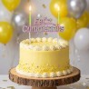 Vela Letrero Feliz Cumpleaños Decorado Plata, velas amarillas. Costo por pieza.