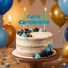 Vela Letrero Feliz Cumpleaños Decorado Azul, velas verdes. Caja con 25 Piezas.