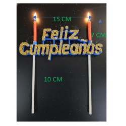 Vela Letrero Feliz Cumpleaños Decorado Oro, velas rosas. Costo por pieza.