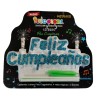 Vela Letrero Feliz Cumpleaños Decorado Azul, velas verdes. Caja con 25 Piezas.